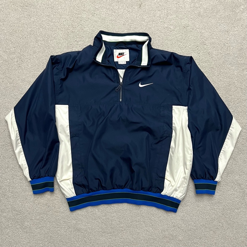 Vintage 90s Nike pullover windbreaker - embroidered logo/swoosh, white tag